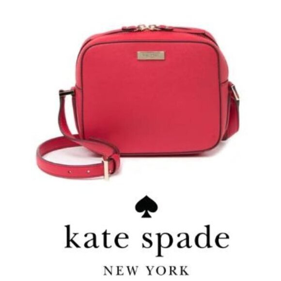 Kate Spade Womens Red Chili Leather Cammie Zip Top Small Crossbody Handbag New - Picture 7 of 12